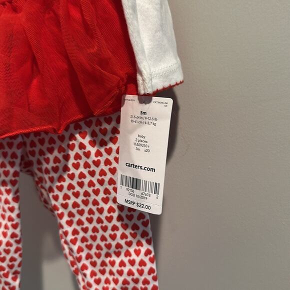 Carter’s 3 Month Baby Valentine’s Day Tutu Two-Piece Set - Picture 9 of 11